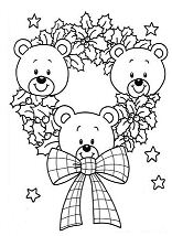 Christmas Wreath Of Teddy Bears Coloring Pages