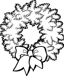 Christmas Wreath With Bow Coloring Page
