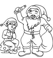 Christsmas Sprite And Santa Claus Coloring Pages