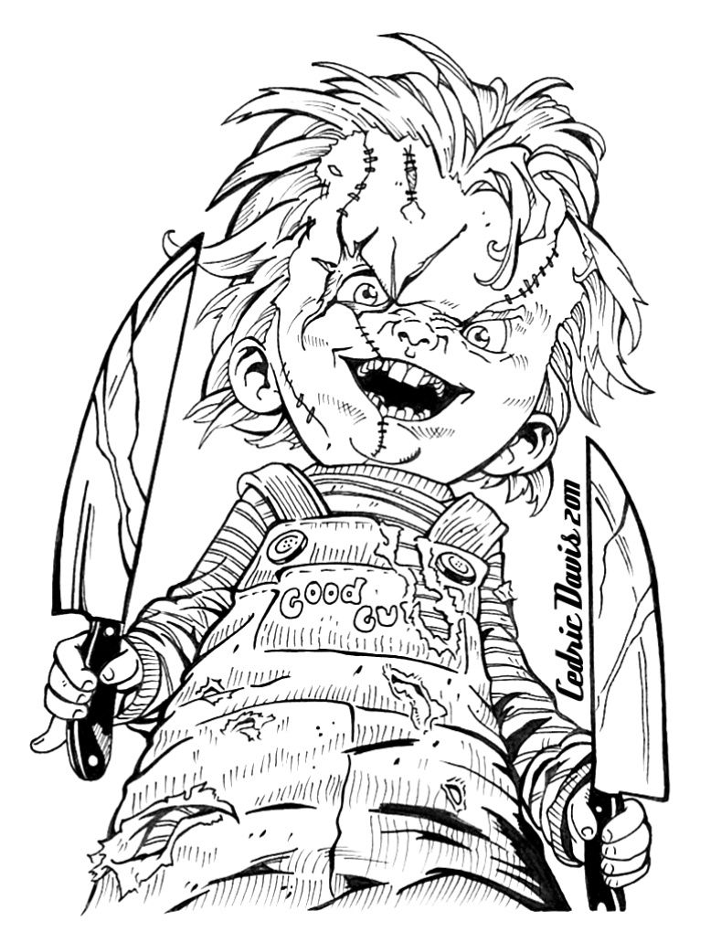 Página para colorir do bebê Chucky