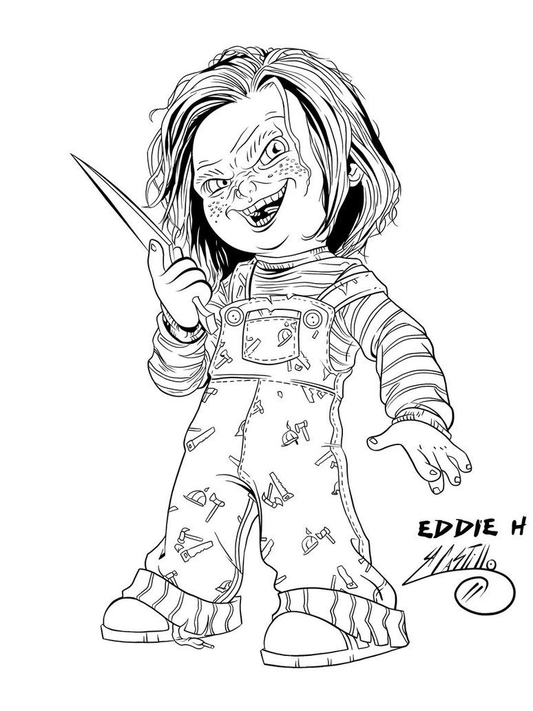 Desenho para colorir do boneco Chucky