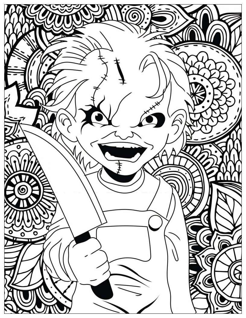 Horror Chucky Coloring Page