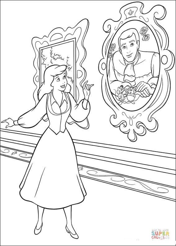 Cinderella Likes The Prince from Cinderella Coloring Page