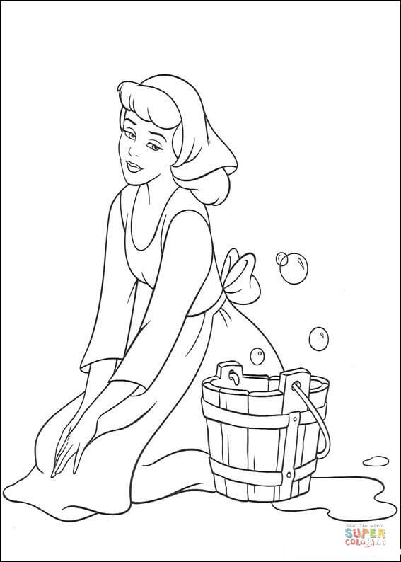 Cinderella Must Clean The House from Cinderella Coloring Page