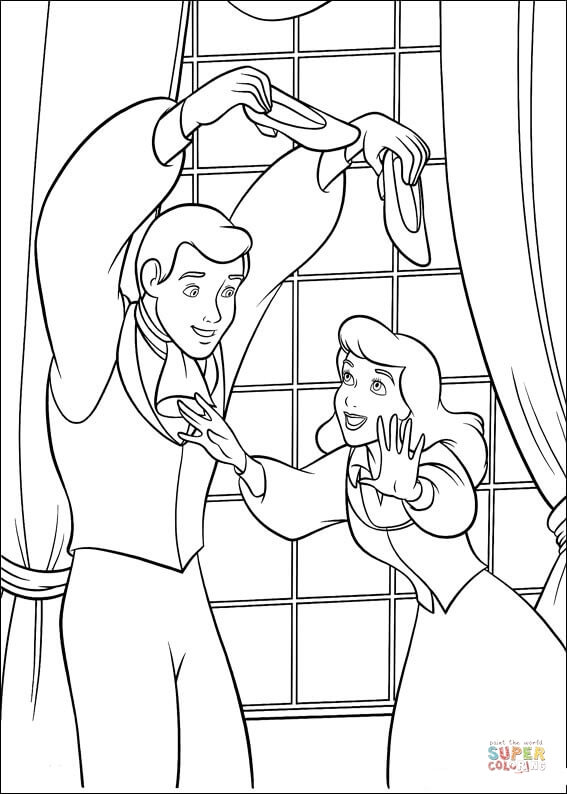 Cinderella Try To Catch Her Shoes from Cinderella Coloring Page