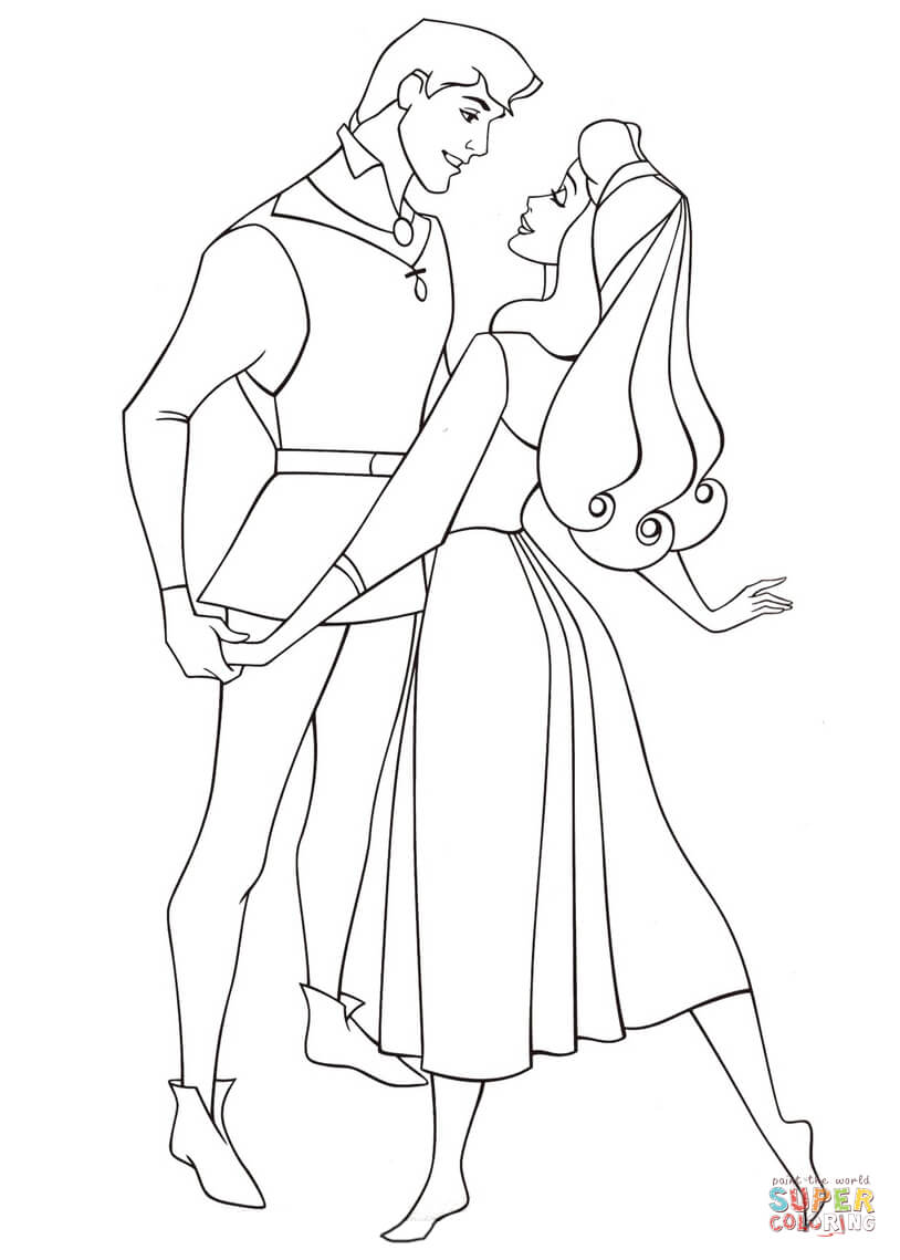 Cinderella With The Prince from Cinderella Coloring Page