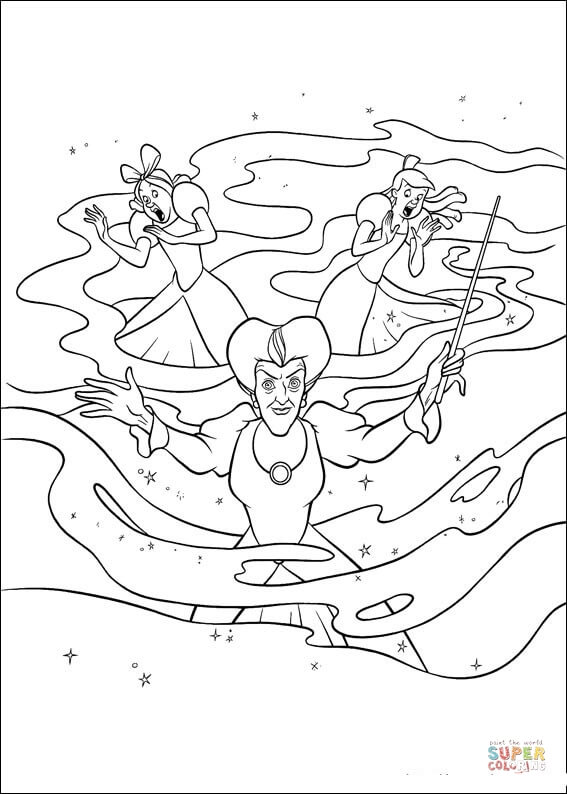 Cinderella’s Stepmother Is Holding The Magic Stick from Cinderella Coloring Pages
