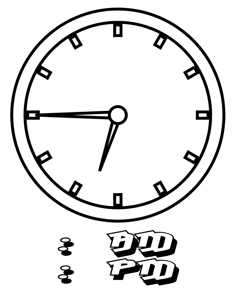 Página para colorear de reloj de pared con forma de círculo