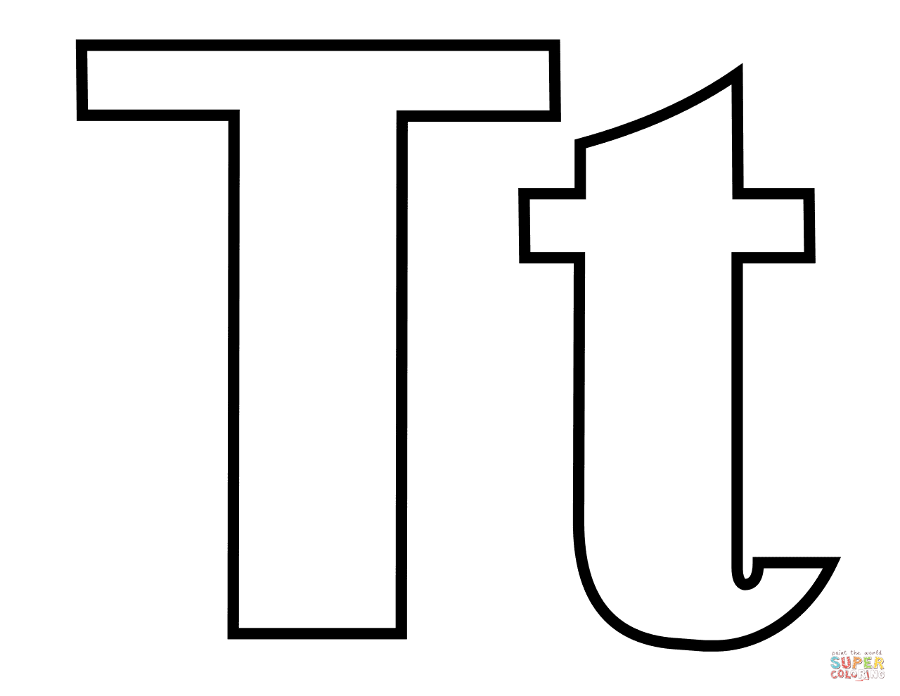 Classic Letter T Coloring Page