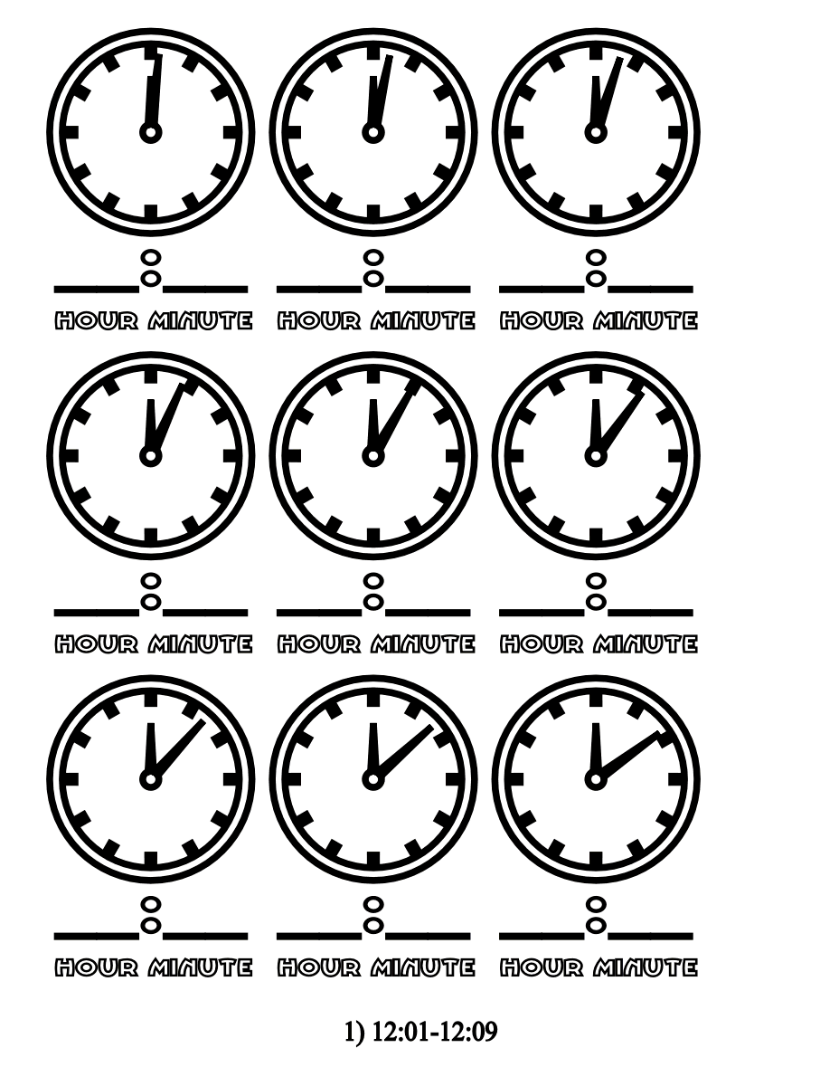Clock of Minutes Coloring Page