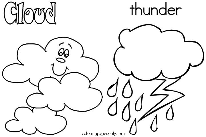 Cloud and Thunder Coloring Pages Coloring Page