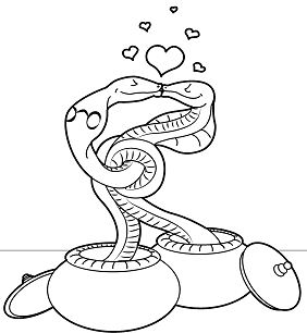 Desenho para colorir de amor de cobra