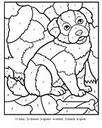Color by Number Puppy Coloring Pages