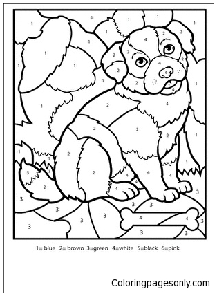 Color By Number Puppy Coloring Page Free Coloring Pages Online