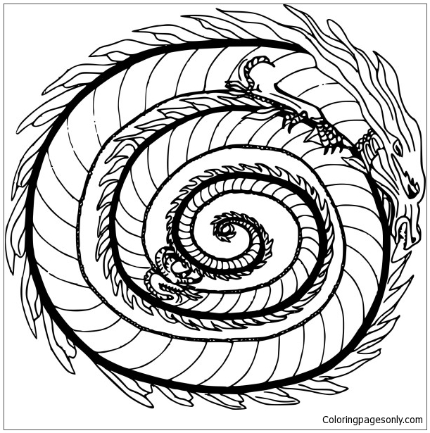 Coloriage Mandala Dragon Un imprimer da Mandala