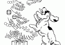 Presents for the dog! Christmas Coloring Page