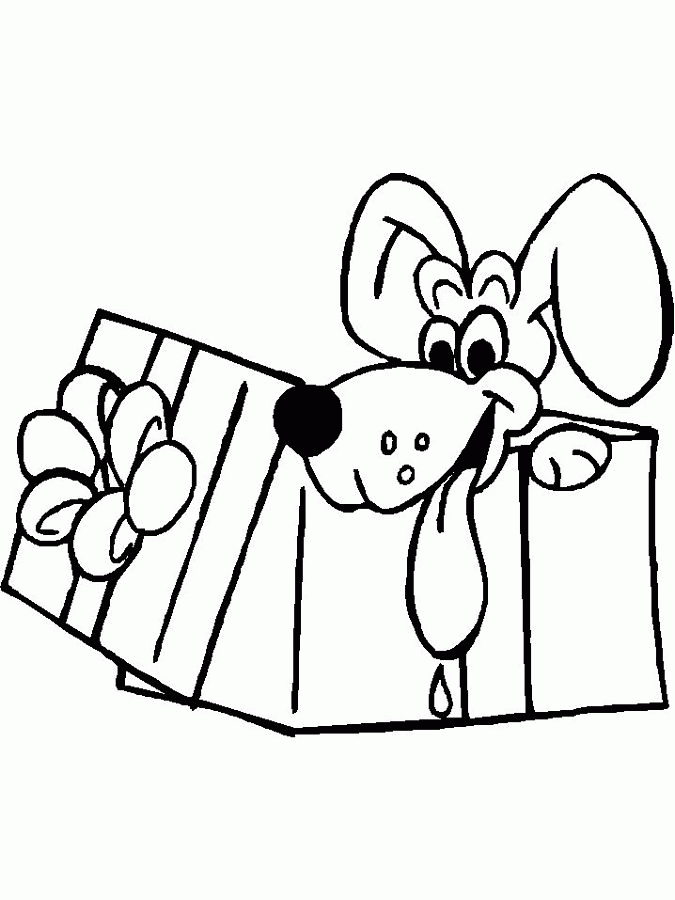 A puppy and presents! Christmas Coloring Page