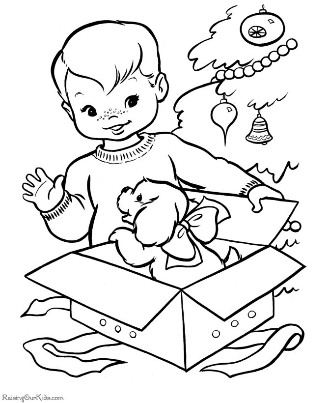 Christmas - A Puppy For Christmas! Coloring Pages