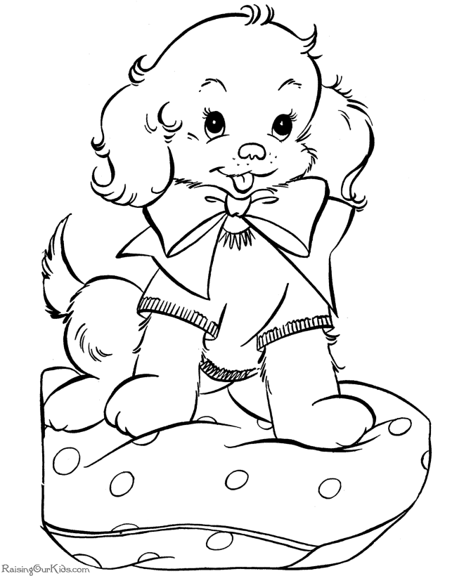 A Puppy for Christmas Coloring Page
