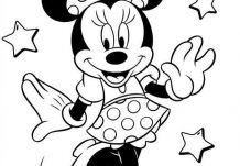 Minnie Mouse with stars Coloring Page