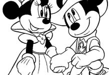Queen Minnie and knight Mickey Mouse Coloring Page