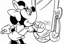 Minnie Mouse met spiegel Kleurplaat