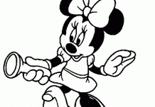 Minnie Mouse uses flashlight Coloring Page