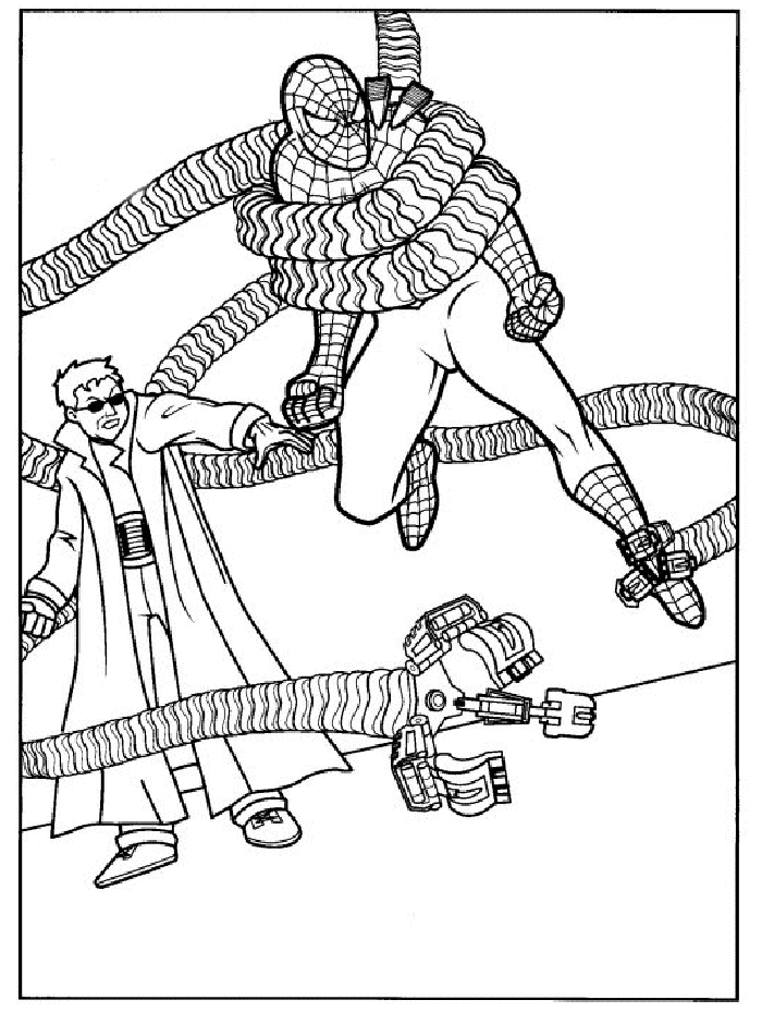 Desenho de Homem-Aranha pegou Doutor Octopus para colorir