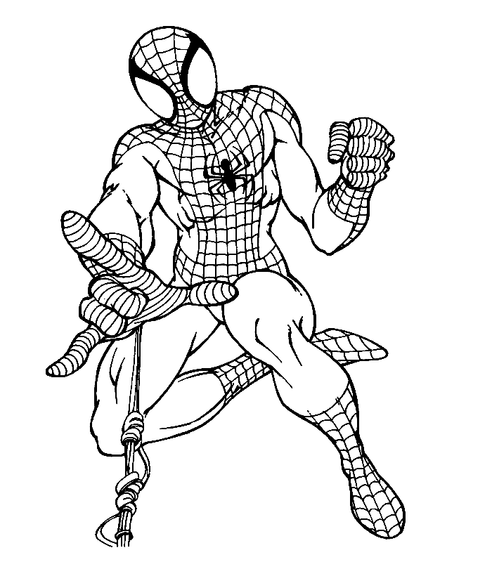 desenho de Homem Aranha em ação para colorir