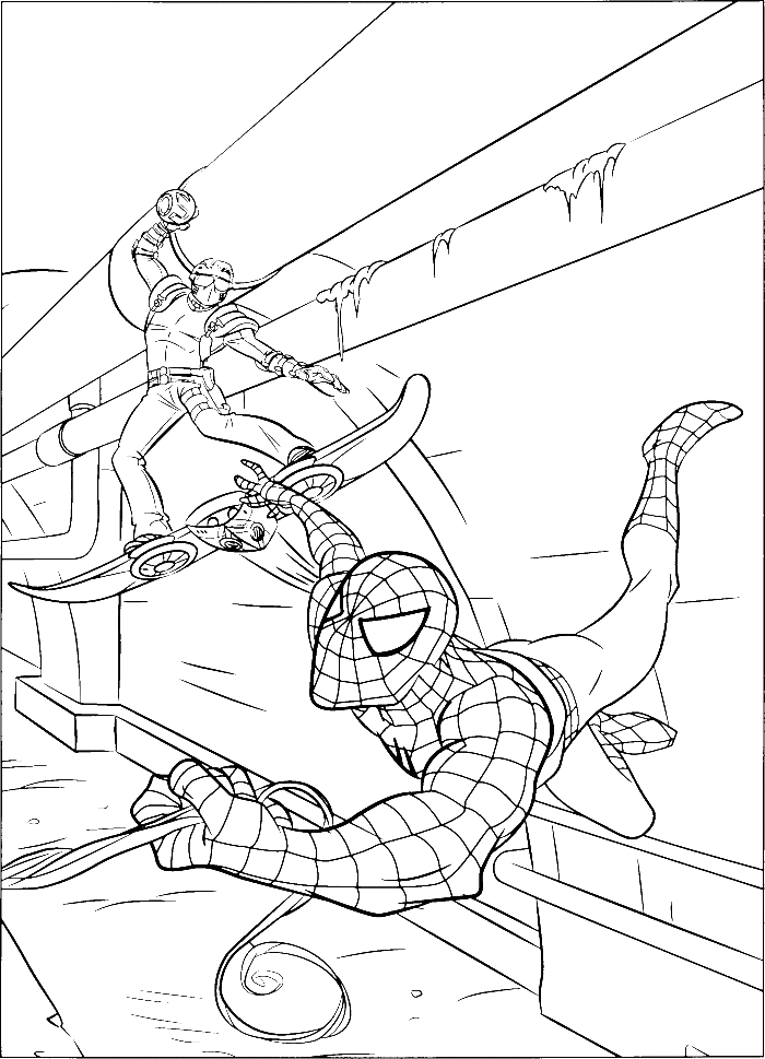 Pursuing The Green Goblin Spiderman Coloring Pages