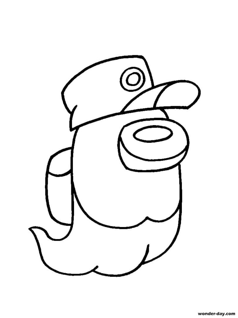 Among Us Ghost in a cap Coloring Page