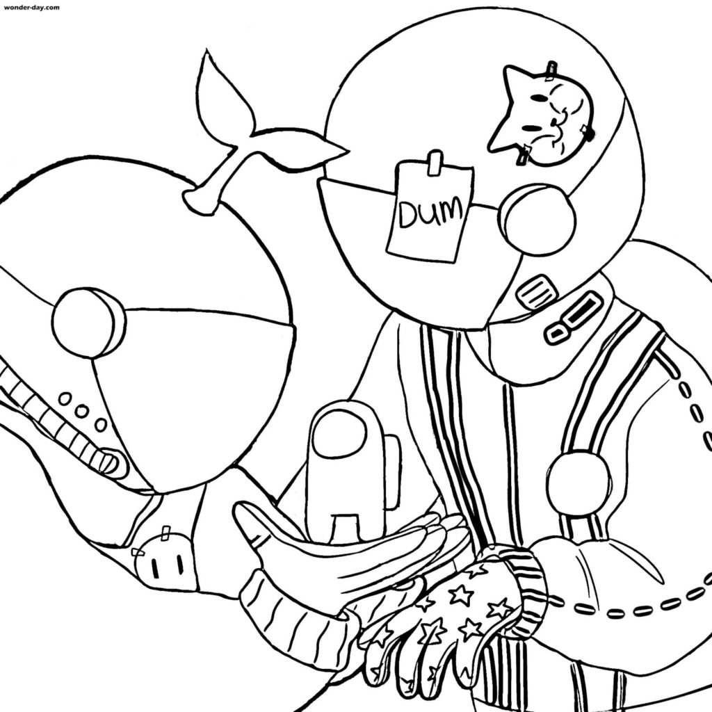 Astronauts from Among Us Coloring Page