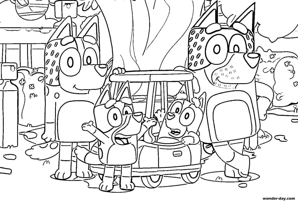 Bluey Family In The Garden Coloring Pages Bluey Coloring Pages