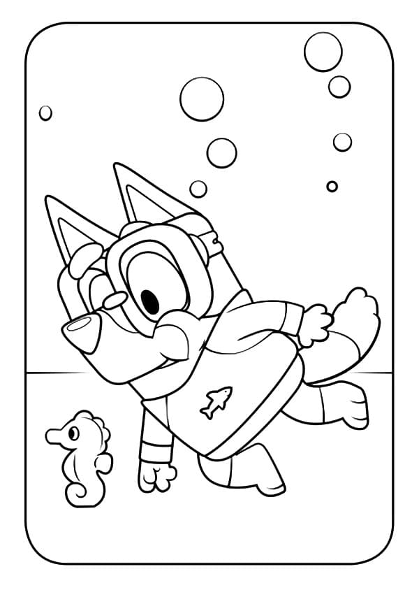 Bluey diving Coloring Pages - Bluey Coloring Pages - Coloring Pages For