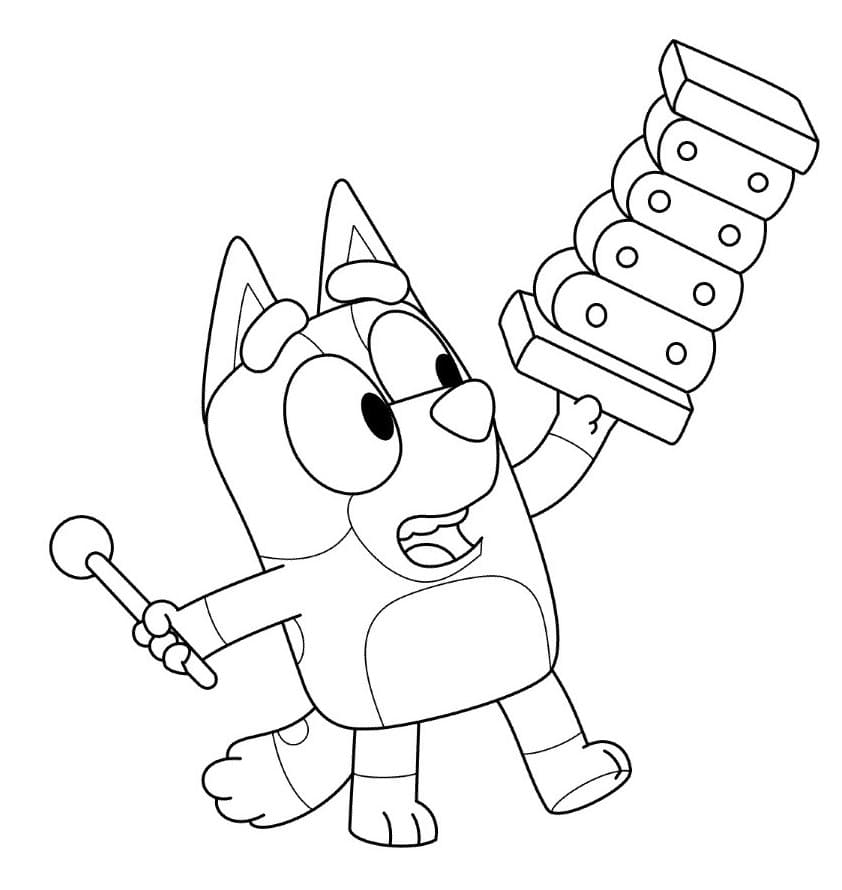 Bluey with toys Coloring Pages