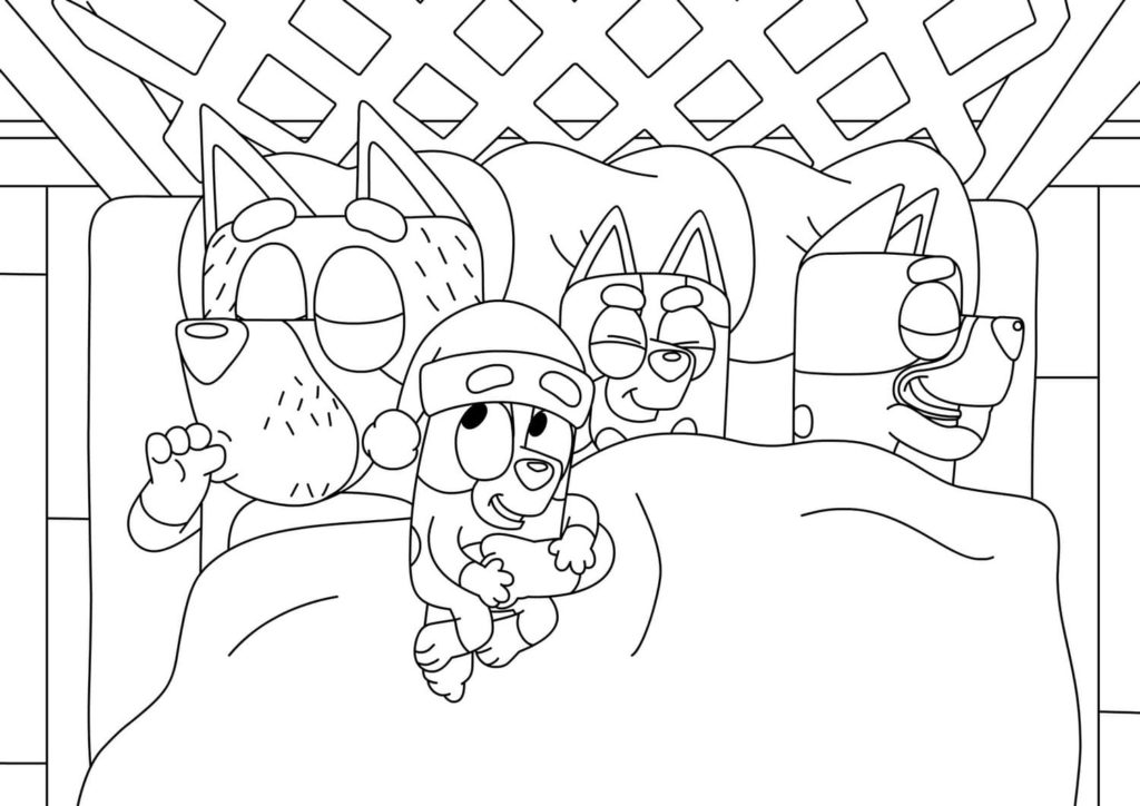 Printable Bluey Family Colouring Pages