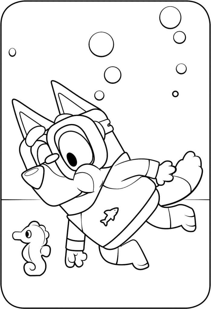 Bluey underwater Coloring Pages