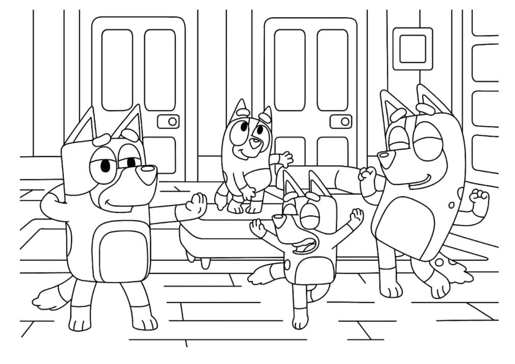 The Bluey Dogs Are Dancing Coloring Pages