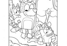 Bluey Car Coloring Page