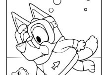 Bluey diving Coloring Page