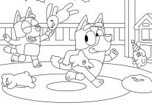 Bluey plays Coloring Page