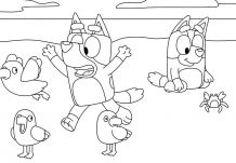 Bluie on the beach Coloring Page