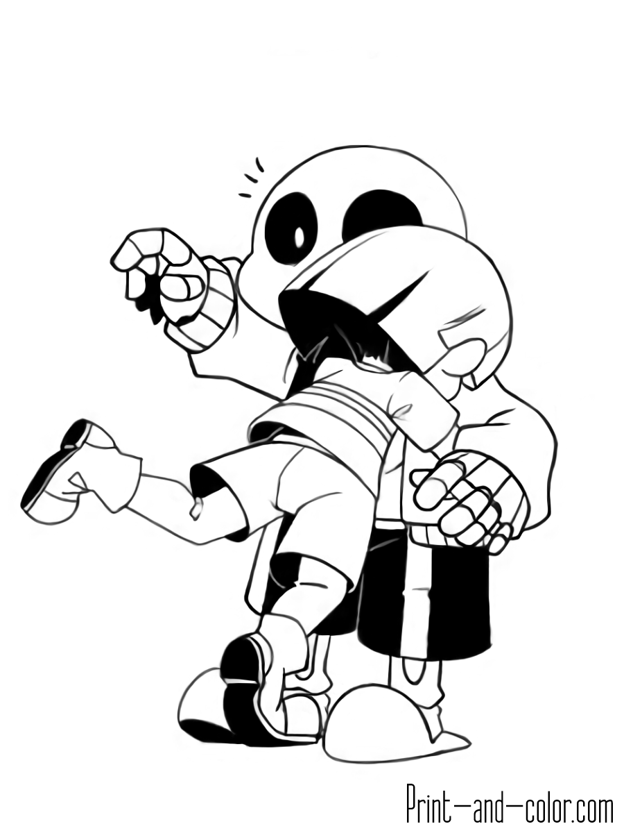 Undertale Hug Baby Sans | Print And Color Coloring Pages