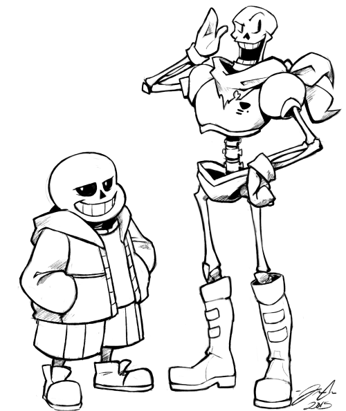 I finally gave in and drew the skelebros. Might color this later Coloring Pages