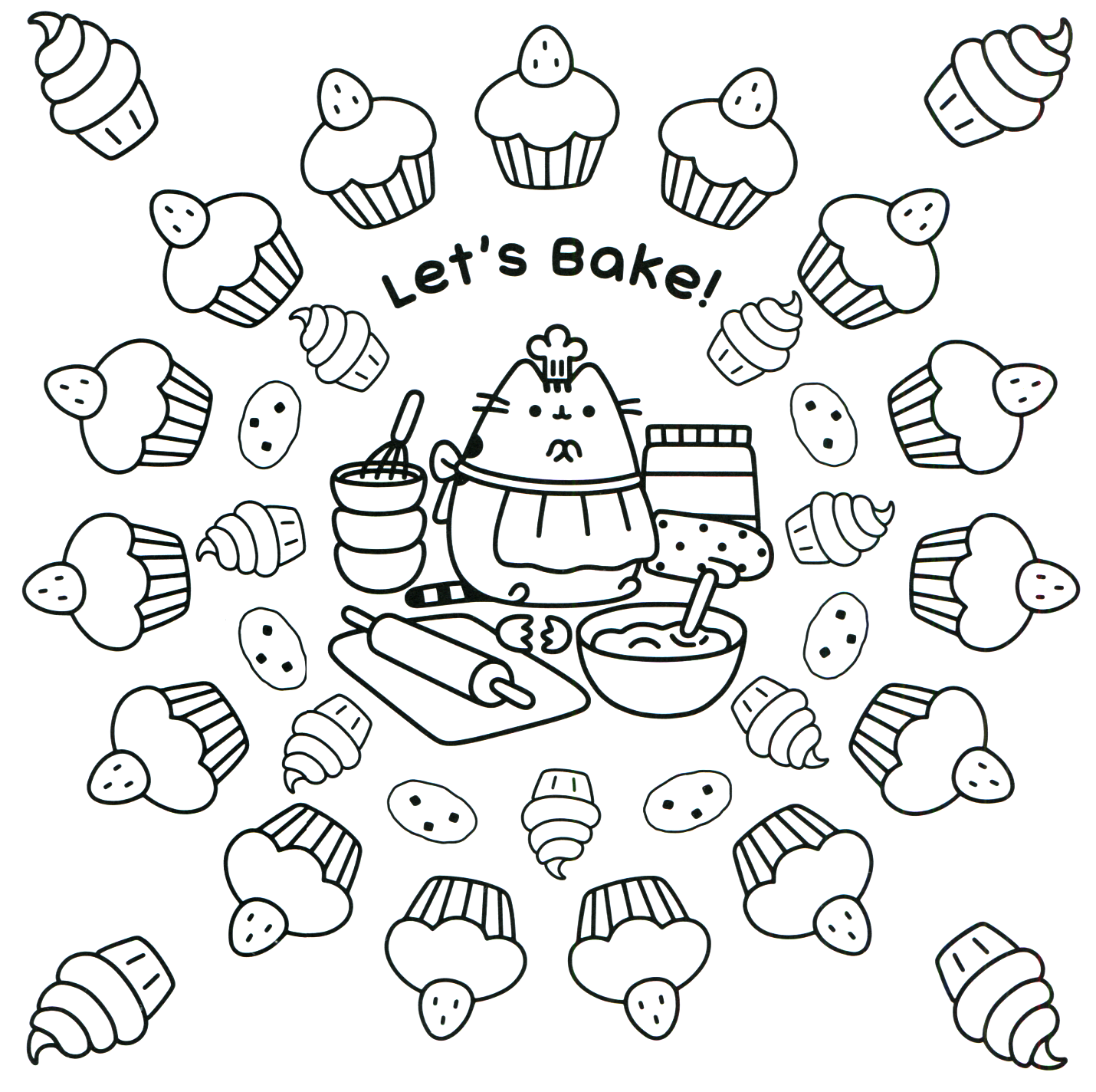 Pusheen Let Bake Coloring Pages