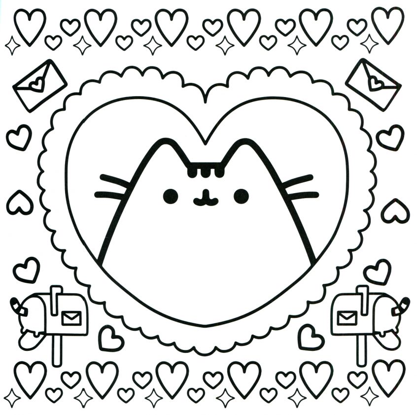 Top Pusheen Cat For Kids With Coloring Page