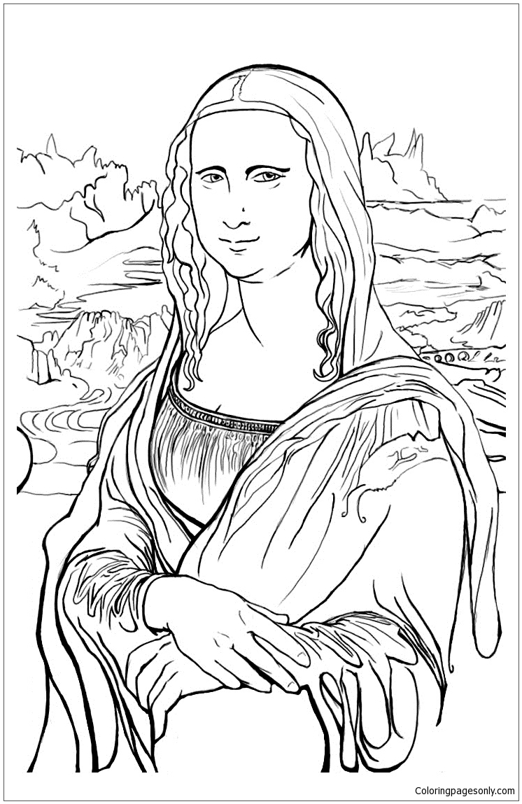 Complex Mona Lisa Coloring Page