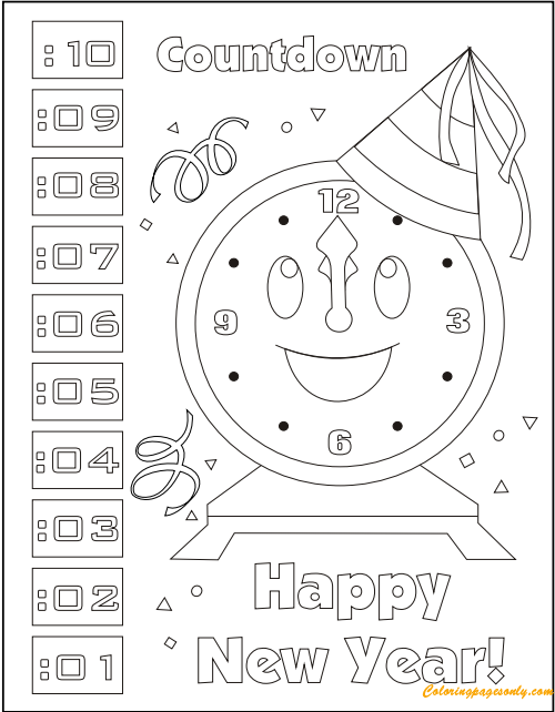 Countdown Clock Coloring Pages