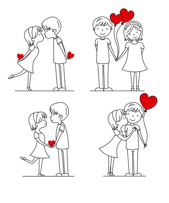 Couple Kiss For Valentines Day Coloring Pages - Valentines Day Coloring  Pages - Coloring Pages For Kids And Adults