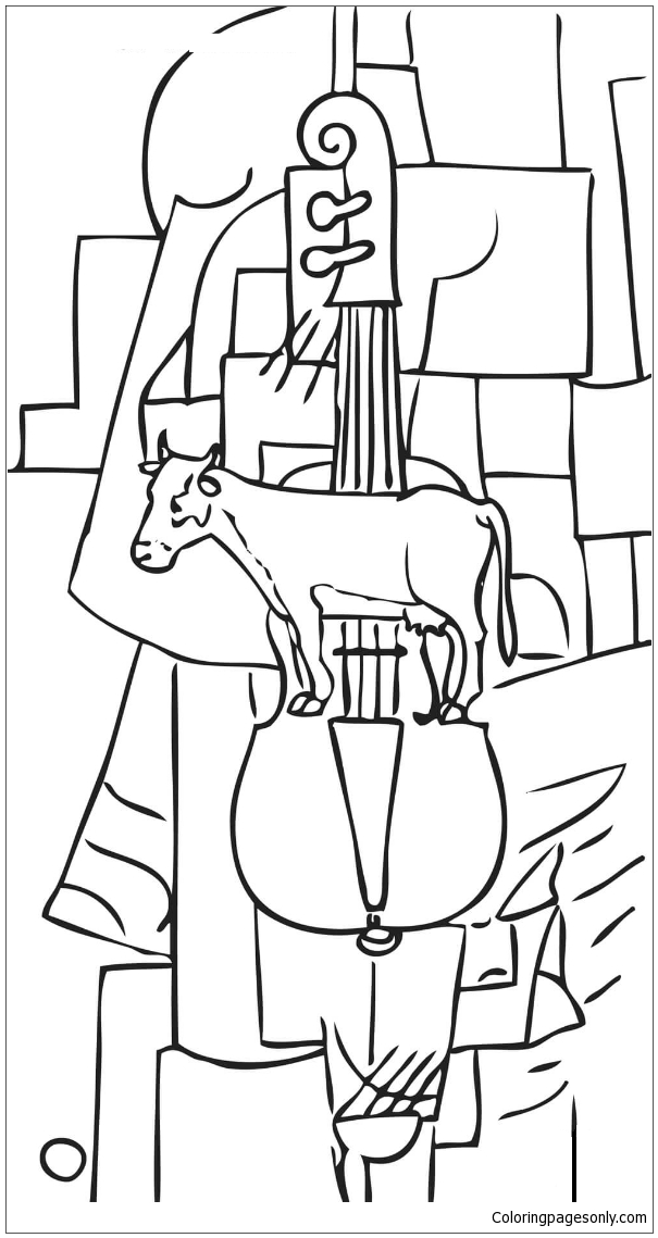 Cow And Violin By Kazimir Malevich Coloring Pages
